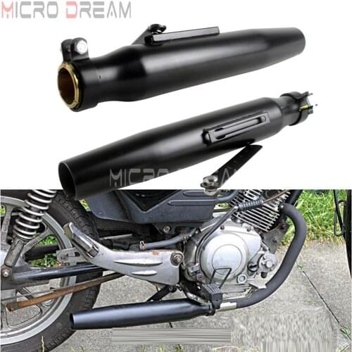 2pcs Cafe Racer Matte Black Exhaust Pipe Tapered Mufflers w/ Reducer Detachable Bracket for Yamaha Harley Sporsters Dyna Softail