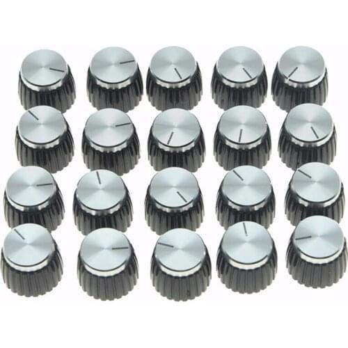 20Pcs Guitar AMP Amplifier Push On Fit Knobs Aluminum Cap Top Fits 6Mm Diameter Pots Marshall Amplifiers