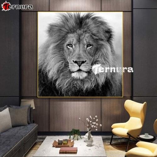 5D animal diamond embroidery Black and white lion full square drill diy Rhinestone cross stitch diamond painting mosaic home art