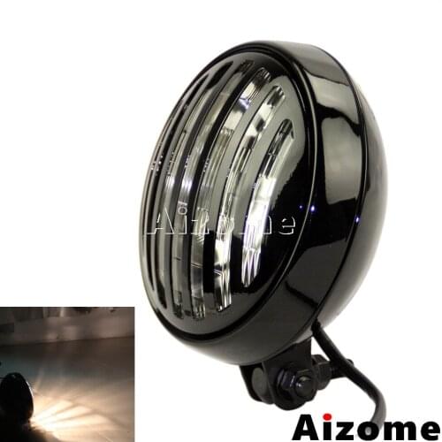 6" Headlight Bottom Mount Black Vintage Headlight Old School Bobber Chopper Custom Retro Headlamp