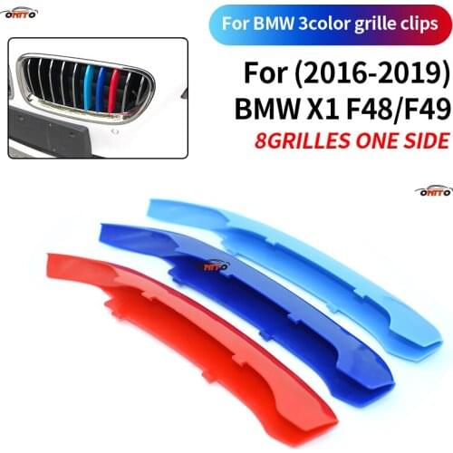 8 Bars 3-color-set Car Styling Front Grille Clips Sticker Covers For bmw X1 F48/F49 2016-2019 Auto Decoration Stripe Decal Label