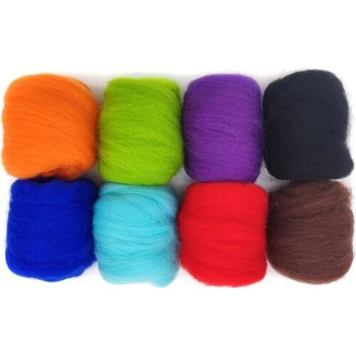 80g (8 Colorsx10g)Merino Wool Roving for Needle Felting Kit, 100% Pure Felting Wool, Soft Delicate, Can Touch the Skin (No. 09)