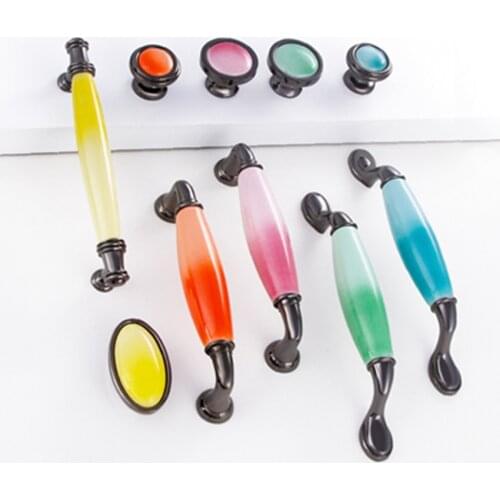 96 128mm modern creative fashion Colorful ceramic kitchen cabinet wardrobe handle blue pink yelllow drawer tv cabinet knob 5"