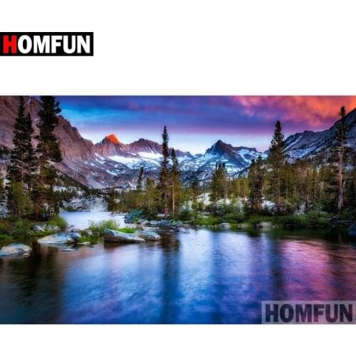 HOMFUN Full Square/Round Drill 5D DIY Diamond Painting "Lake scenery" Embroidery Cross Stitch 5D Home Decor Gift A08787