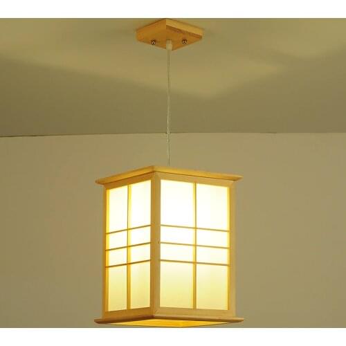 Artpad Japanese Style Wooden Pendant Lamp E27 for Restaurant Coffee Shop Natural Simple Decor Hanging Lighting Fixtures