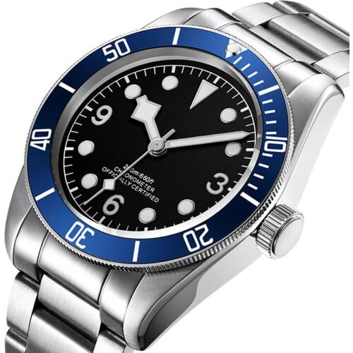 41MM Mens Watch NH35 Miyota8215 Movement Sapphire Blue Bezel Steel Band Luminou Sterile Dial Waterproof Automatic CORGEUT WATCH