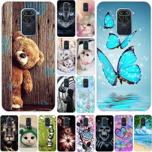 Cover For Xiaomi Redmi Note 9 Case Anime Back Covers For Xiomi Redmi Note 9 Note9 Case Silicone Soft TPU Pink Cat Flower Bumper