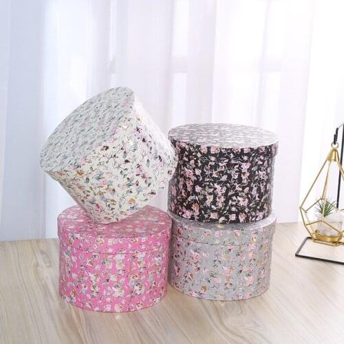 Boutique Flower Cylinder Bucket Floral Printed Gift Box Valentines Day Flower Case Birthday Gift Package