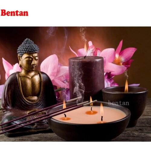 Diy Diamond Painting Diamond Embroidery Buddha statue orchid candle religion Full square round drilling 5d Diamond Mosaic kits