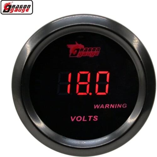 Dragon 52mm Digital Display Red LED BackLight Car Motorcycle Voltage Meter Volt Gauge Measurement 8-18V Voltmeter Free Shipping