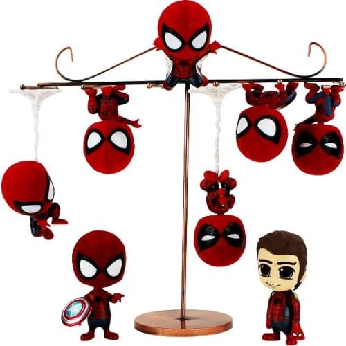 Q Version Spiderman Super Heroes Action Figures Toys PVC Shake Head Figures Toys with Magnet Hanging Rope
