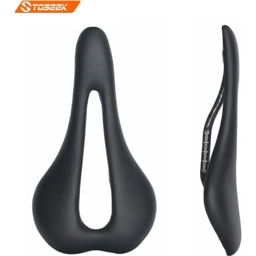 EVO MTB Mountain road bike black Carbon Fiber bow + PU Leather saddles cushion Ultralight bicycle Saddles Hollow saddle seat