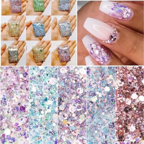 5g Nail Mermaid Glitter Flakes Sparkly Holographic Mix Laser Colorful Sequins Spangles Polish Manicure Nails Art Decoration