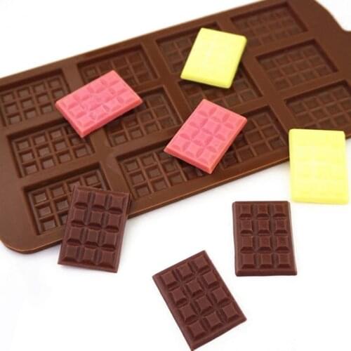 12 Cells Chocolate Chip Mold Waffle Candy Pudding Mould Fondant Cake Decoration Reusable Cake Silicone Mold Kitchen Baking Tools