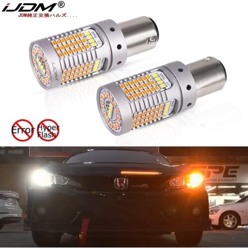 IJDM CANbus No Hyper Flash 1157 LED P21/5W BAY15d White/Amber LED Bulbs For 13-17 Accord Sedan Daytime Running/Turn Signal Light