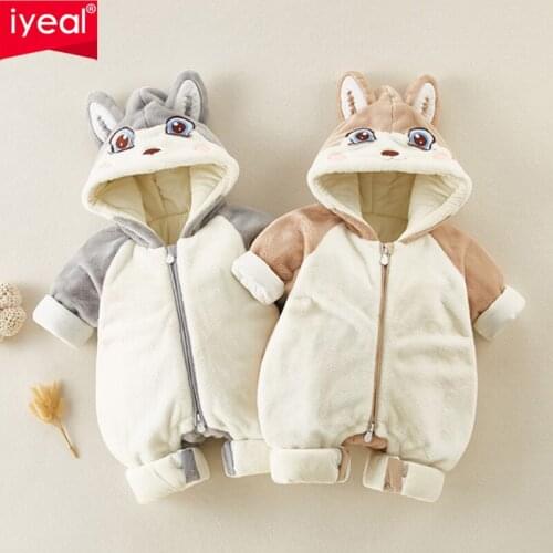 IYEAL New born Baby Clothes Winter Hooded Rompers Thick Cotton Warm Outfit Jumpsuit Overalls Snowsuit Children Boy Clothing