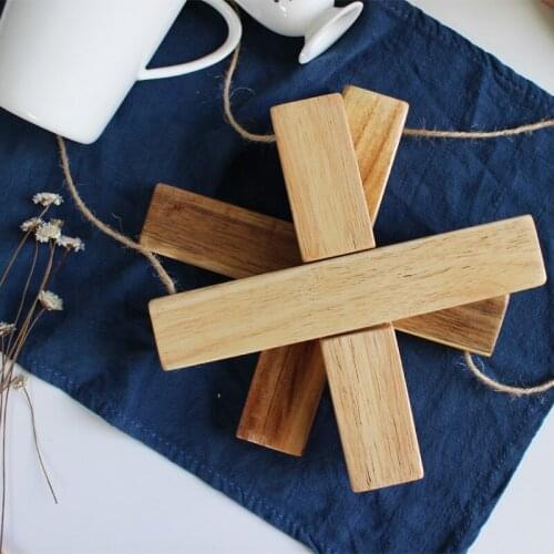 Solid Wood Pot Pad Table Acacia Rubber Heat Insulation Anti-scalding Tableware Easy Storage