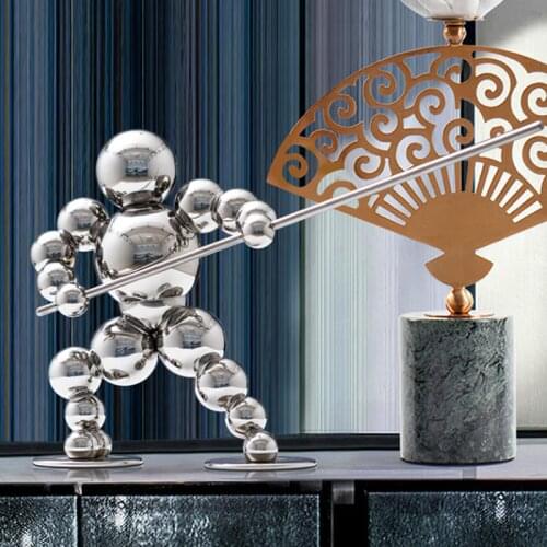 Stainless steel creative ornaments living room martial arts modeling office bedroom ornaments home decoration
