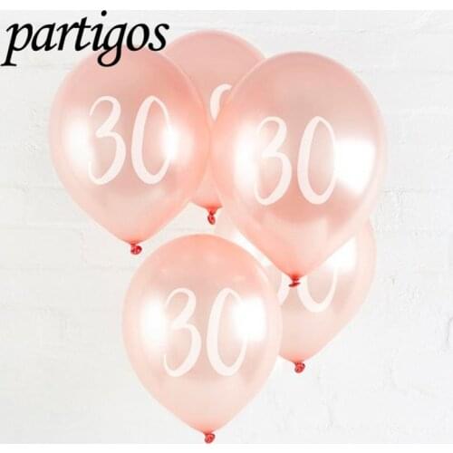 10pcs 12inch Rose Gold 18th 21st 30th 40th 50th Latex Balloon Birthday Party Decora Anniversary Wedding Supplies Rose Gold Round
