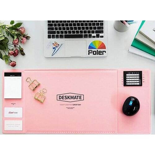 Multifunction Large Mouse Pad Computer Anti-Slip Desk Mouse Mat Waterproof Protector with Movable Calendar Board Pockets