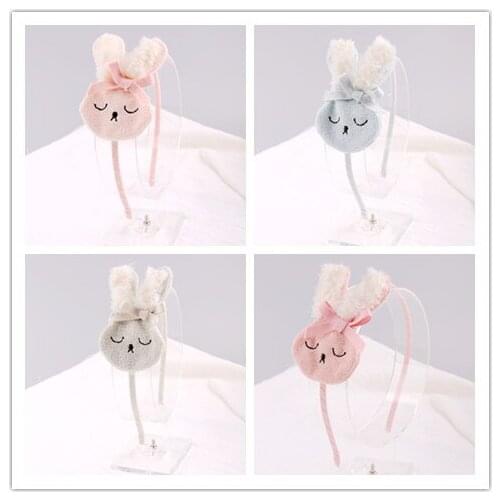 12pcs Fashion Cute Wollens Animal Hairbands Hair Sticks Bowknot Rabbit Head Hard Headbands Princess Headwear Hair Accessories