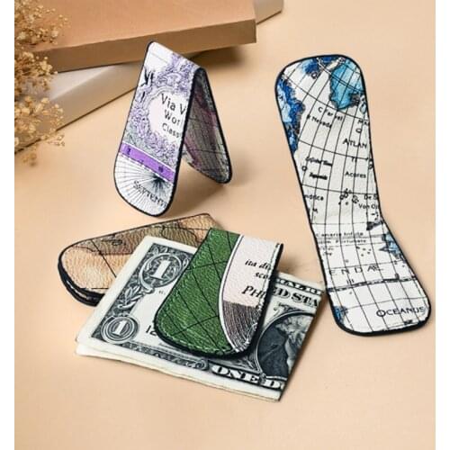 New Fashion Women Men PU Leather Wallet Money Clip Magnet Clip Ultrathin Pocket Clamp Credit Card Case Mini Creative Wallet Bag