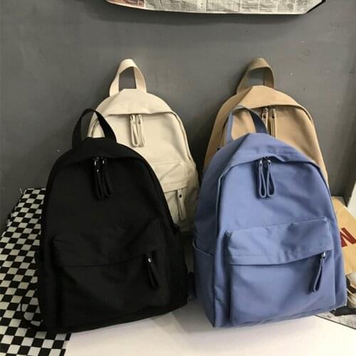 Fashion Womens Canvas Backpack Solid Color Teenager Schoolbag Roulette Girl School Shoulder Bag