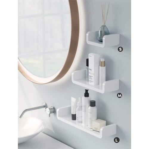 Wall Mounted Bathroom Shelf Storage Rack floating shelves Room decoration White Self-Adhesive Waterproof Bathroom Rack Organizer