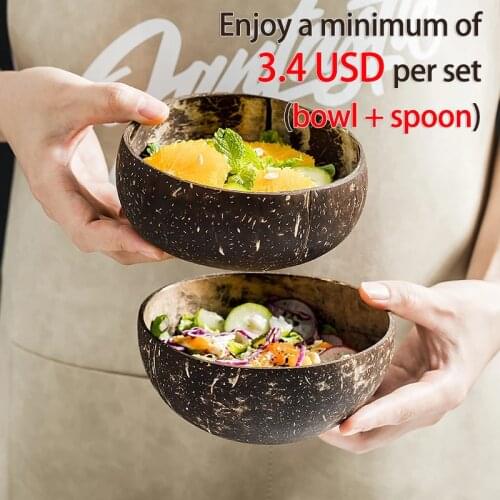 Natural Coconut Bowl Fruit Decoration Fruit Salad Noodle Bowl Wooden Rice Bowl Craft Decoration Creative