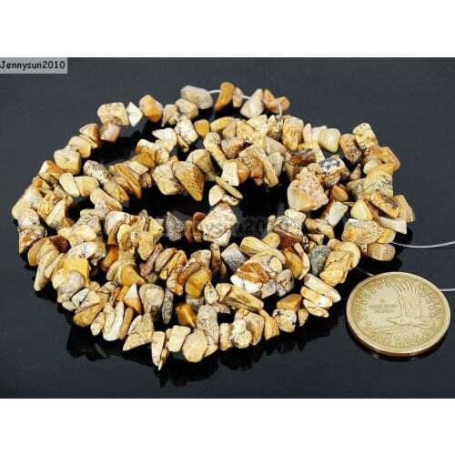 Natural Picture Jas-per Gems stone 5-8mm Freeformed Chip Beads 35'' for Jewelry Making Crafts 5 Strands/Pack