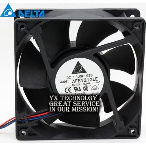 Delta New and Original AFB1212LE 12038 0.3A 12V 120mm dual ball silent chassis cooling fan for 120*120*38mm