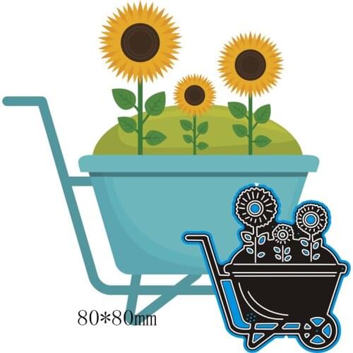 80*80mm Wheelbarrow and Sunflower New Cutting Metal Dies New Stencils DIY Scrapbooking Paper Cards Craft Making Craft Decoration