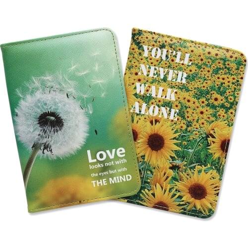 Beautiful Flower Pattern Women Passport Wallet Travel Passport Holder ID Bank Card Holder Multifunction Leather Passport Cover