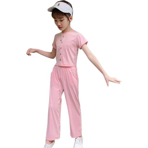 Teen Girls Clothing Solid Tshirt + Pants Girls Outfits Summer Girls Clothing Sets Casual Style Childrens Clothes