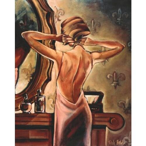 Wholesale Canvas prints abstract sexy art picture a dressing Women before the mirror lady room decor art