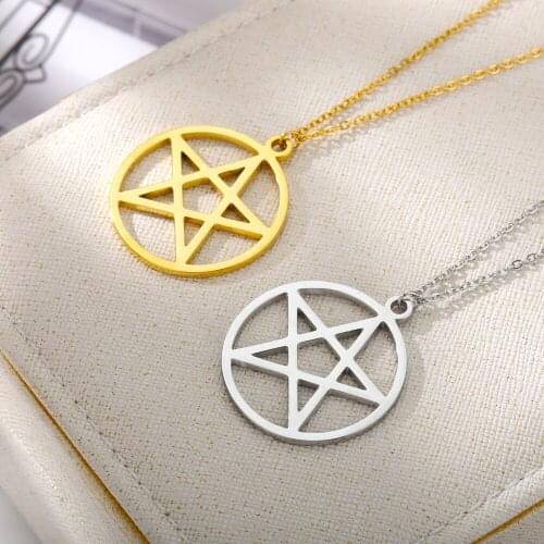 Hollow Star Necklaces For Women Men Gold Silver Color Stainless Steel Neck Chain Male Female Round Pendant Necklace Jewelry