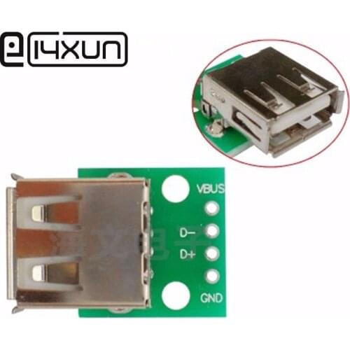 10pcs USB 2.0 Female Socket to DIP 4P Adapter Connector 2.54mm Welded PCB Converter Pinboard for Cellphone Data Line