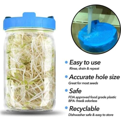 Plastic Sprouting Lid Mesh Cover for 86mm Wide Mouth Mason Sprout Jars Strainer