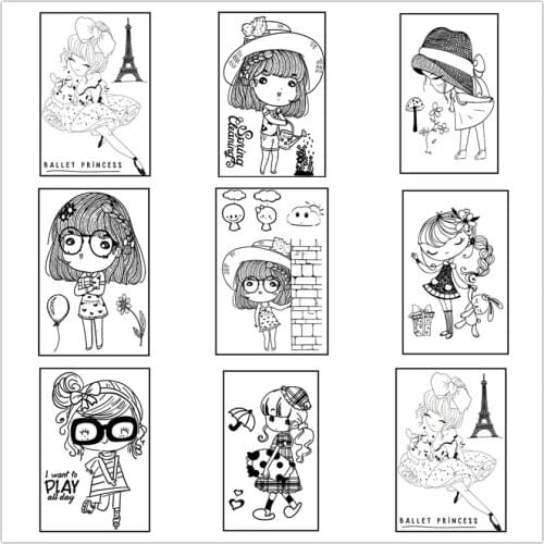 PANFELOU 6.5*9cm balloon girl Transparent Silicone Rubber Clear Stamps cartoon for Scrapbooking/DIY Easter wedding album