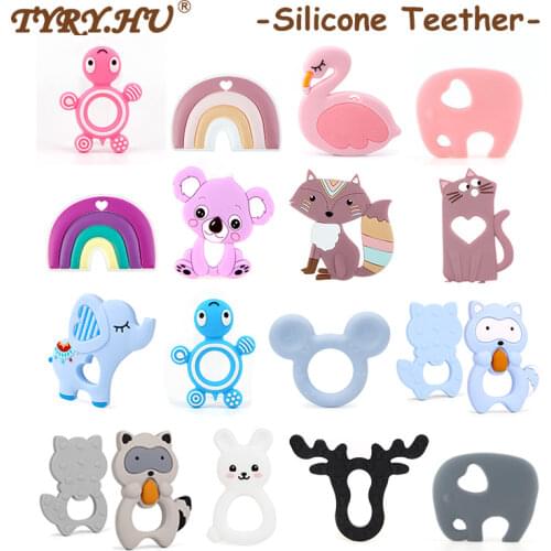 3pcs Baby Teether BPA Food Grade Teething Necklace Accessories Infant Chew Silicone Toys For Kids DIY Chain Gift