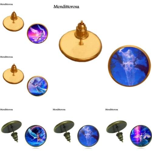 Mendittorosa Angel Vintage Jewelry Plated Bronze/Silver/Golden Clip Ear Hook Stud Earrings For Women Party Gift