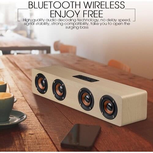 W8 12W Wood Bluetooth Wireless Speakers Stereo Subwoofer Altavoz Wood Home Audio Soundbar Handsfree TF caixa de som for Phone PC