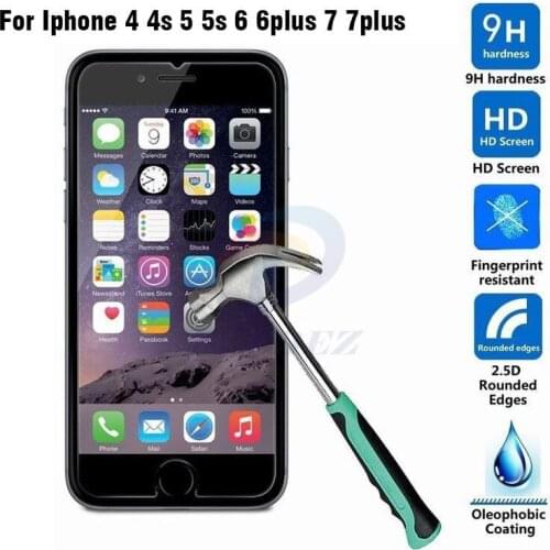 Hot Selling 2.5D 0.26mm 9H Tempered Glass Screen Protector for IPhone X 8 7 6 6s Plus 4 S SE 5 5s 5C Without Packaging 200pcs