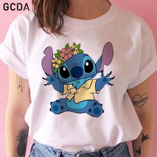 Beach Style Stitch Print T Shirt Women Short Sleeve O Neck Loose Tshirt Summer Girls Harajuku Tee Shirt Tops Dropship