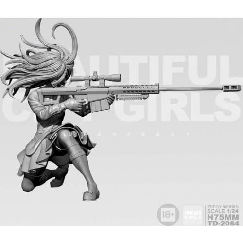 1/24 Resin Kits Girl sniper resin model self-assembled 75mm TD-2084