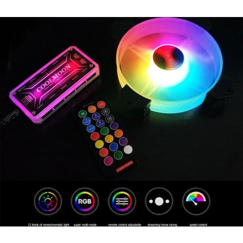 120 mm Computer Case Fan RGB Fan Adjustable Colorful Lamp Light For Radiator Mute PC 120mm Fans Adjust Cooler Ventilador