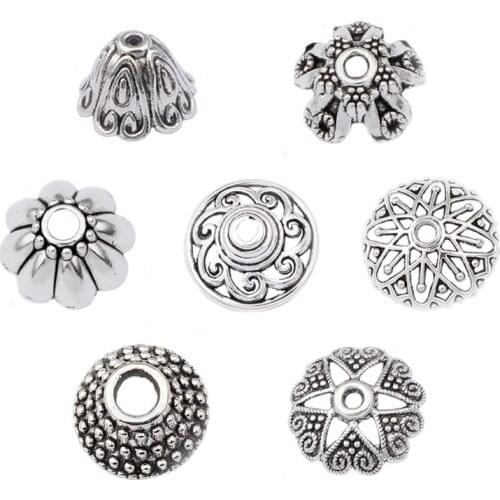 20pcs Hollow Flower Bead End Caps For Jewelry Making Findings Tassel Caps DIY Accessories Wholesale