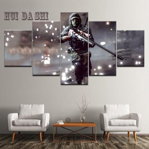 5 Piece Canvas Art Canvas Painting Battlefield Sniper HD Printed Wall Art Home Decor Poster Pictures for Living Room Artwork