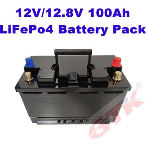 12V/12.8V 100Ah LiFePo4 Battery Rechargeable With BMS+Charger For Golf Cart Solar Inverter E-scooter LED Lights Home Appliance