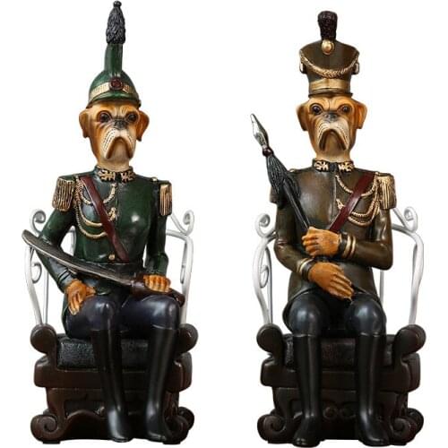 AMERICAN MODERN ABSTRACT DESIGN SITTING OFFICER DOG CHARACTER DESKTOP DECORATION FIGURINES HOUSEHOLD PARTY DECORATION ORNAMENTS